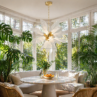 Lustre moderne en forme de fleur, art luxueux pour salon, villa, salle à manger, lumière d'ambiance décorative d'intérieur, luminaire suspendu LED à 18 têtes