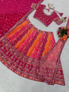 Designer Faux Georgette Lehenga Choli with <b>Sequins</b> Embroidery & Soft Dupatta Perfect for Weddings & Parties - Product Image 2