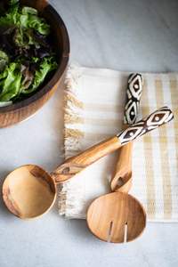 Servidor de ensalada de madera de estilo occidental, cuchara, tenedor, madera pulida brillante, mango hecho a mano, servidor de ensalada, juego de herramientas de cubiertos en alta calidad - Product Image 4