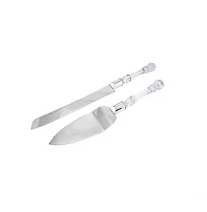 ชุดมีดเค้กสแตนเลสและทองเหลืองโทนสีเงินหรูหราเสิร์ฟพร้อมไม้พายสำหรับงานแต่งงานงานเลี้ยง - Product Image 3