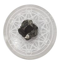 Sous-verre en sélénite naturelle sculpté à la main, symbole de la vie florale, pour la guérison Reiki, vente en gros, cristal rond