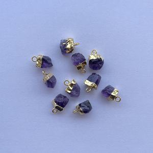 Colgante de conector de piedra en bruto de amatista Natural en plata de ley 925 con galvanoplastia de oro piedra cruda joyería de tendencia 2025 - Product Image 3
