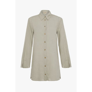 Blusa de Lino con Bordado y Corte Holgado para Oficina - Product Image 1