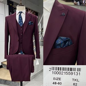 สูทสลิมฟิตสำหรับผู้ชายผ้าวูล80โพลีเอสเตอร์20โพลีเอสเตอร์สำหรับธุรกิจงานแต่งงานและใส่ประจำวัน - Product Image 5