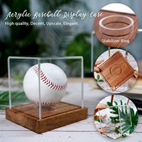 Base en bois clair Cube support de Baseball autographe Baseball support boîte carré acrylique Baseball vitrine avec porte-anneau en plexiglas