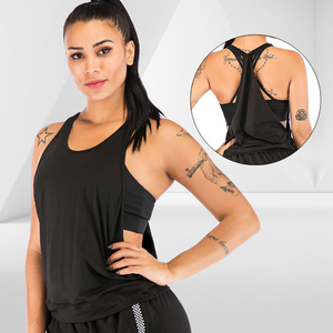 Camiseta de entrenamiento de tela de malla de calidad Premium 2023 para mujer, camisetas sin mangas transpirables para correr para mujer, Tops cortos de gimnasio a precio barato, Verano - Product Image 3