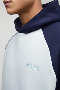 Sweat-shirt à capuche raglan bicolore brodé 2025, surdimensionné pour homme, hiver, lourd, 100% coton, respirant, designs personnalisés spéciaux - Product Image 3