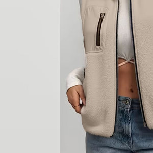 Chaleco Corto de Lana Tejida de Colores Sólidos con Cierre, Ecológico, de Forro Polar, para Invierno, Diseño Personalizado, Chaleco para Mujer - Product Image 6