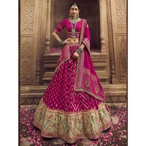 ชุดแต่งงานผ้าออร์แกนซ่าปักลายสีชมพูสวยงาม-เลเฮนกา โจลี - Product Image 4