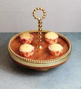 Metal & Wooden Cake <b>Stand</b> for Home Hotel Wedding Party Dessert Display Table Decoration <b>Cupcake</b> Holder Pastry Serving Tray - Product Image 1