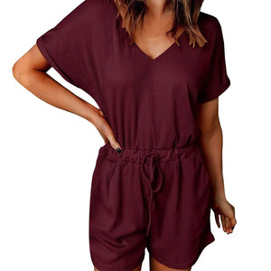 <b>Women</b> <b>Rompers</b> Summer Casual Lightweight Cotton Short Sleeve Outdoor Sport Holiday Fashion Trendy Comfortable Wear - Product Image 1