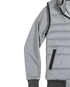 แจ็กเก็ตขนเป็ดไฮบริดสีเทาอ่อนสำหรับผู้ชายบุขนแกะนุ่มและปิดซิปเสื้อนอกฤดูหนาวให้ความอบอุ่นสำหรับชุดลำลองและสวมใส่กลางแจ้ง - Product Image 3