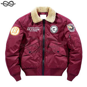Chaqueta de vuelo de piloto de otoño e invierno para hombre, abrigo de béisbol con bordado Retro informal, chaqueta de Bombardero a prueba de viento para exteriores de estilo callejero - Product Image 1