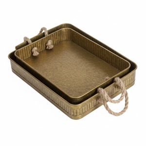 Bandeja de Servicio Moderna de Lujo, Metálica Galvanizada, con Asa de Cuerda, Hecha a Mano, Apta para Lavavajillas, para Servir Alimentos en el Hogar y Hoteles - Product Image 4