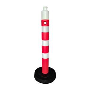 Set of 10 Red Rubber Weighted Warning <b>Posts</b> 3 Reflective Tape Delineator <b>Post</b> 120 X 12 cm Plastic Material - Product Image 2