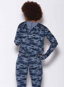 Vente en gros de sweat à capuche signature pour femmes camouflage bleu vif personnalisé sweats à capuche respirants anti-rides pour femme sweat à capuche zippé pour entraînement de gymnastique - Product Image 5