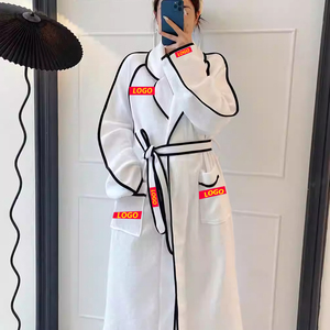 Wholesale New Luxury Spa Bathrobe for Women 100%Cotton Terry Double-sided Fabric Fashion Custom Women's Logo Hotel Bathrobe