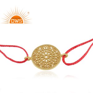 สร้อยข้อมือดอริมาคราเม่ผ้าฝ้ายสีแดงชุบทอง18K 925ออกแบบได้ตามต้องการ - Product Image 2