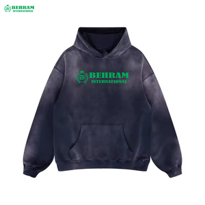 Nouvel Arrivage – Sweat à Capuche Streetwear Homme Oversize en Molleton Épais Délavé à l'Acide/Terry Français 300g Coton Tie-Dye avec Logo Brodé – Hiver - Product Image 3