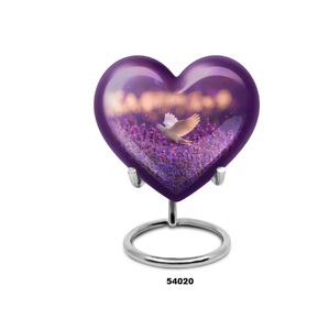 Urnas de recuerdo de corazón de aluminio de pájaro de Corazón Púrpura hermoso de alta calidad con soporte - Product Image 1