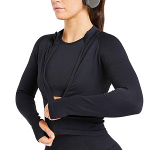 แจ็กเก็ตออกกำลังกายมีซิปรูดผ้าไนลอนแห้งเร็วระบายอากาศได้ดีสำหรับผู้หญิงใส่เล่นกีฬาฤดูหนาวโลโก้ได้ตามต้องการ - Product Image 6