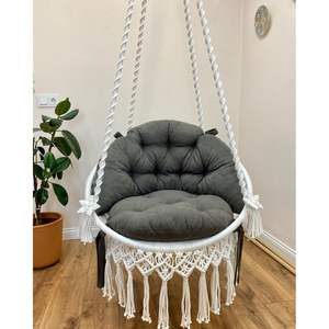 Silla Colgante de Macramé Estilo Bohemio para Interiores y Exteriores, Asiento Colgante Cómodo para Jardín, Patio y Sala de Estar - Product Image 1
