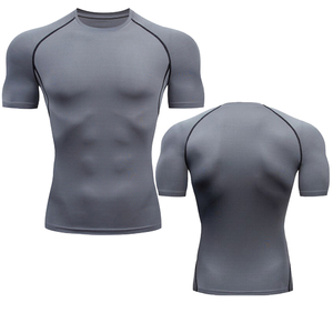 Fabricante al por mayor Shirtsleeves Hombres Gym Wear Compresión Camiseta Pullover Estilo Sólido Elástico OEM Servicio Activewear - Product Image 5