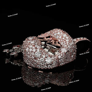 Iced Out <b>Diamond</b> Grill Lips Pendant Hip Hop Bling Custom Statement <b>Necklace</b> Jewelry Gift <b>For</b> <b>Men</b> Women Party Wear Art - Product Image 3