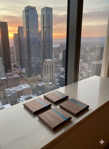 Ensemble de sous-verres en noyer artistique tendance avec finition en résine brillante à un prix abordable - Product Image 3