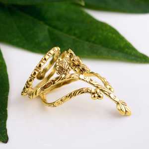 Market Favorite Boho Flower Armor <b>Ring</b> Tribal Brass <b>Rings</b> Women 18k Gold Plated Floral Swirl <b>Statement</b> Jewelry Wholesale/OEM/ODM - Product Image 5