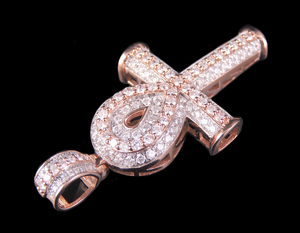 Plata de Ley VVS Moissanite 1,5 CT diamante redondo Cruz cristiana colgante joyería fina estilo religioso pequeño chapado en oro rosa - Product Image 4