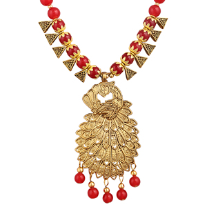 Bijoux de mariage en or oxydé rouge paon, principalement en alliage - Product Image 4