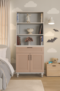 Juego de Cómoda y Librería Infantil Moderna Arion, Cuerpo de MDF con Patas de Madera, Juego de Almacenamiento Compatible - Product Image 3