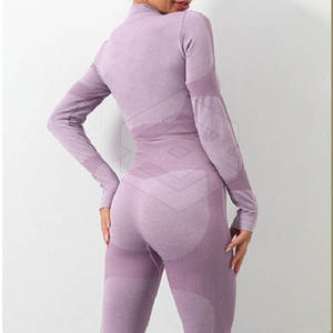 Conjunto de Yoga de manga larga con cremallera Ropa de entrenamiento de alta resistencia para mujeres Tarifa al por mayor 2025 Conjuntos de yoga - Product Image 6