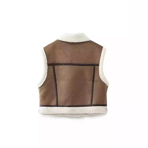 Gilet en peau de mouton véritable à fermeture éclair personnalisé à 100% en fourrure véritable Vente en gros Gilets de longueur standard pour femmes Mode d'hiver Veste en cuir véritable - Product Image 4