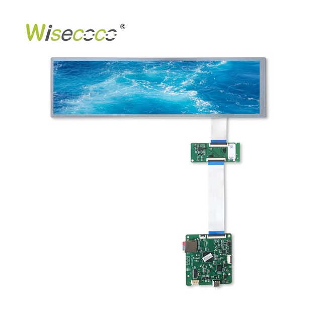 8.8 Inch 1920X480 Stretch Bar TFT Lcd Display Stretched Bar Type Lcd SD Card Signage Screen with Touch Optional