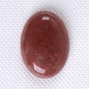 Cabochon plat ovale en quartz fraise naturel de 30 mm pour la fabrication de bijoux - Product Image 1
