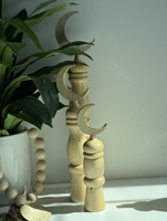 Fait à la main Ramadan en bois croissant de lune étoile décoration de table Eid Mubarak islamique Hilal support fête vaisselle Table centre de table