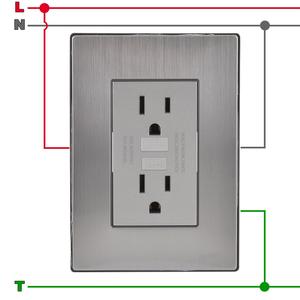 Enchufe con Conexión a Tierra, MXIIF-003, 3 Piezas, Toma de Corriente Dúplex con Protección Contra Fallas a Tierra, 125-250 VCA, 15 A, 50/60 Hz, Plateado, Acero Inoxidable - Product Image 3
