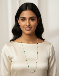 Collier en argent sterling 925 avec perle, chalcédoine aqua, péridot, tourmaline, pierres précieuses multi-perles, collier en pierres précieuses fait à la main pour femmes - Product Image 1