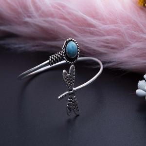 Bracelet manchette réglable en argent sterling 925 papillon tendance élégant Larimar oxydé bijoux de réglage de lunette faits à la main pour la fête - Product Image 5