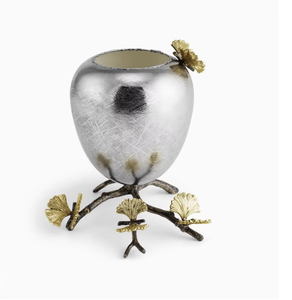 Jarrón Redondo de Metal Plateado con Diseño de Mariposa para Decoración de Interiores de Estilo Contemporáneo y Uso en Mesas de Fiesta, Procedente de la India - Product Image 2