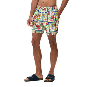 Short de plage en spandex extensible dans les 4 sens personnalisé pour hommes, anti-rides, caractéristique solide, motif imprimé du logo sur le devant, service OEM disponible - Product Image 1