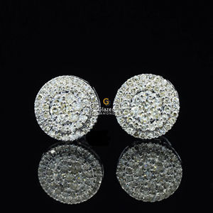 Exclusivo 10Kt oro sólido Hip Hop corte redondo VVs claridad laboratorio cultivado diamantes Iced Out Stud pendientes para Unisex - Product Image 2