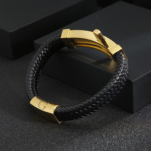 Bracelet en cuir de vachette rétro en acier inoxydable 316L, créatif et tendance, avec breloques mode - Product Image 4