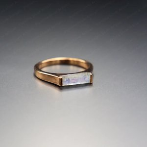 Arco Iris piedra lunar azul llamativo fuego piedra 925 plata esterlina anillo chapado en oro rosa aniversario regalo de cumpleaños mujeres - Product Image 3