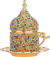Ensembles de tasses et de mugs à café turc, ensemble cadeau islamique musulman, métal luxueux recouvert de perles, faible MOQ, écologique, personnalisable