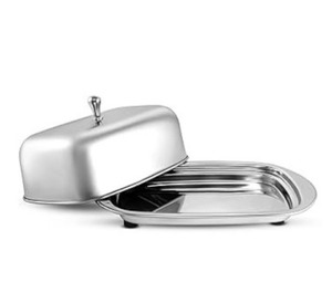 Mantequillera de acero inoxidable con tapa, bandeja para mantequilla de acero con tapa, bandeja de almacenamiento de mantequilla de acero inoxidable con tapa, bandeja para mantequilla de metal - Product Image 1