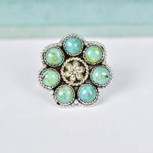 Handmade Turquoise 925 Sterling Silver <b>Adjustable</b> <b>Ring</b> Statement <b>Ring</b> for Women - Product Image 4