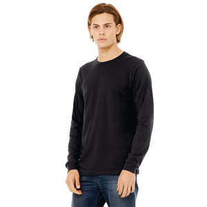 Timeless Comfort 100% Airlume T-shirt à manches longues en coton peigné gris foncé avec douceur ultime Style formel - Product Image 2